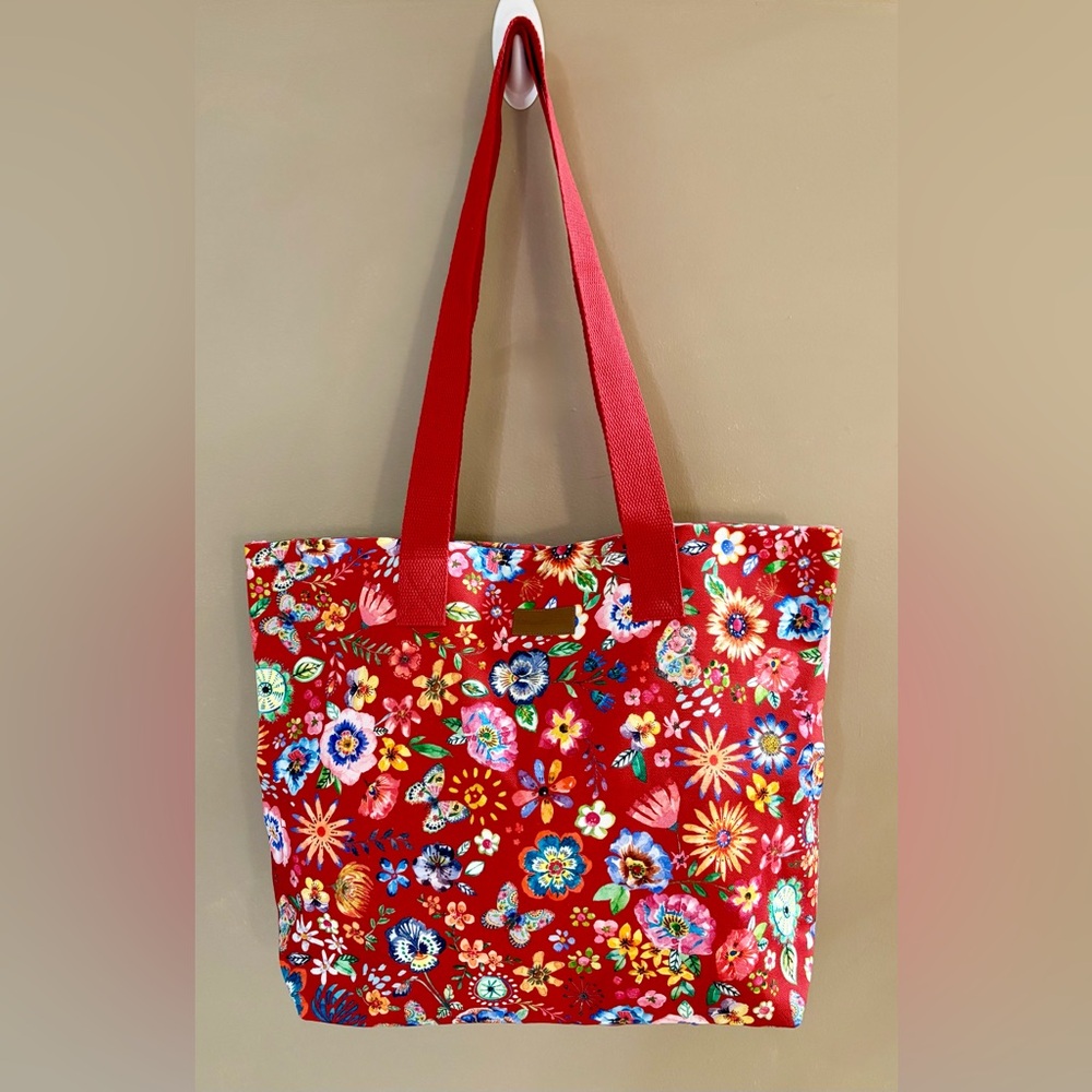 Maison d’Hermine Floral Red Tote Bag with Wide Handles, NWOT